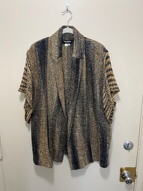 Black & Gold Open-Front Knit Cardigan